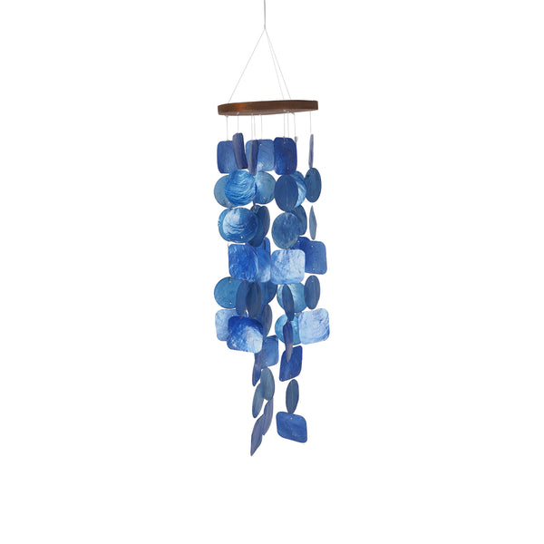 Benzara Aesthetically Designed Handmade Wind Chime With Capiz Shell Hangings Blue - UPT-207779