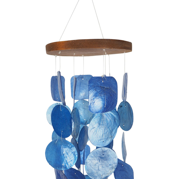 Benzara Aesthetically Designed Handmade Wind Chime With Capiz Shell Hangings Blue - UPT-207779