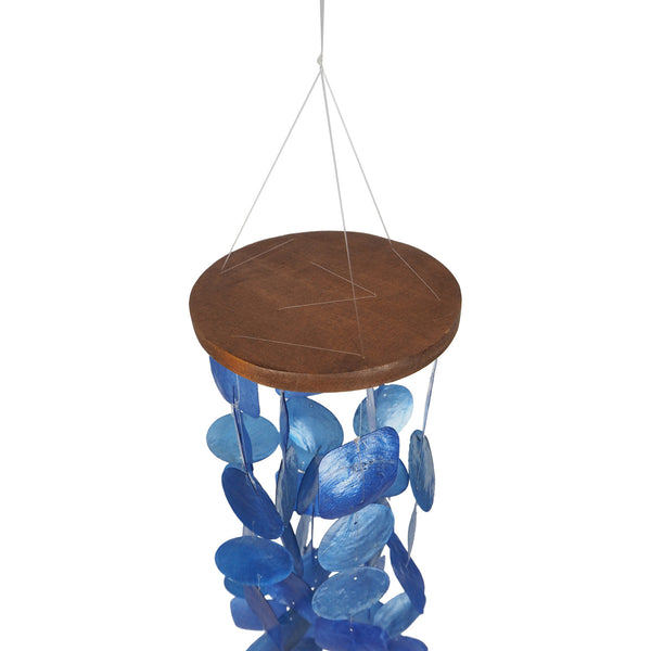 Benzara Aesthetically Designed Handmade Wind Chime With Capiz Shell Hangings Blue - UPT-207779