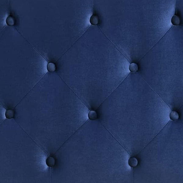Benzara Agapi King Size Bed Button Tufted Nailhead Trim Blue Fabric Upholstery - BM302195