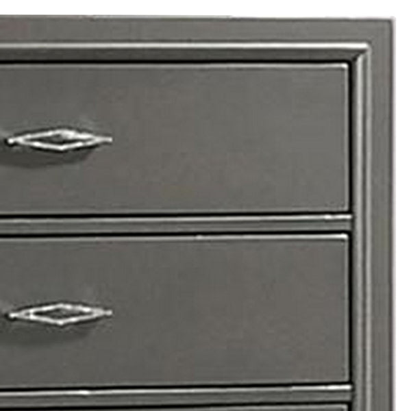 Benzara Aliso 47 Inch Tall Dresser Chest 5 Drawers Solid Wood Dark Gray Finish - BM310944