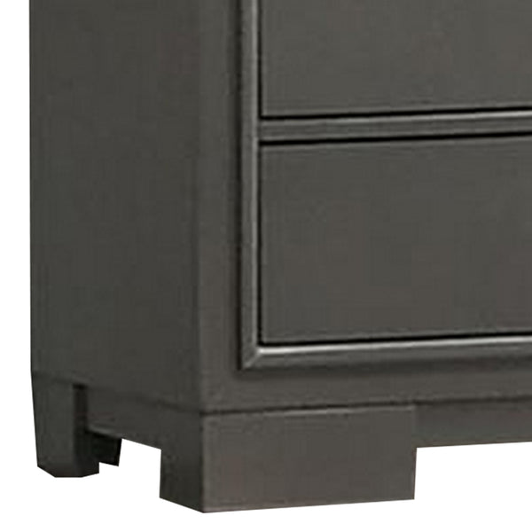 Benzara Aliso 47 Inch Tall Dresser Chest 5 Drawers Solid Wood Dark Gray Finish - BM310944