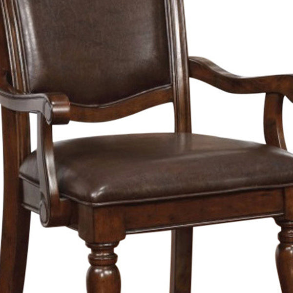 Benzara Alpena Traditional Arm Chairs Set Of 2 Cherry Brown - BM123165