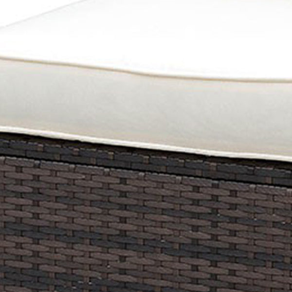 Benzara Aluminum Frame Patio Side Chair With Cushioned Seating Ivory & Espresso Brown