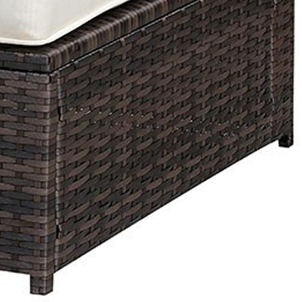 Benzara Aluminum Frame Patio Side Chair With Cushioned Seating Ivory & Espresso Brown