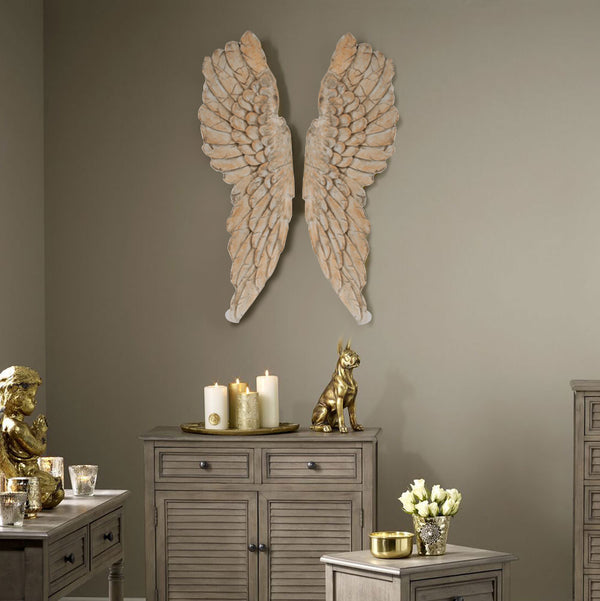 benzara Angel Wings Statue Wall Art Set of 2 Brown - BM165620