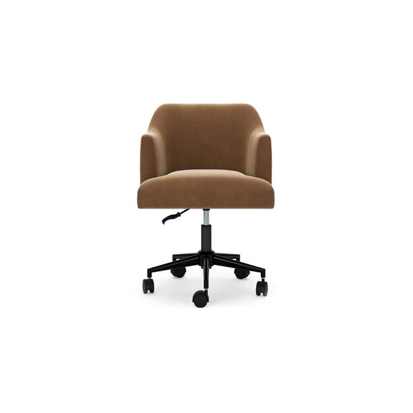 Benzara Anny Rolling Swivel Office Chair Adjustable Seat Height Brown Velvet -BM328120