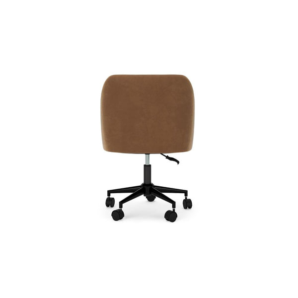 Benzara Anny Rolling Swivel Office Chair Adjustable Seat Height Brown Velvet -BM328120