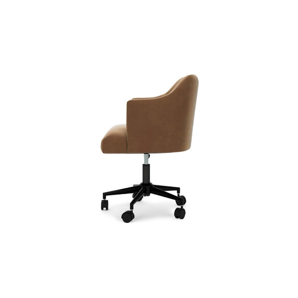 Benzara Anny Rolling Swivel Office Chair Adjustable Seat Height Brown Velvet -BM328120