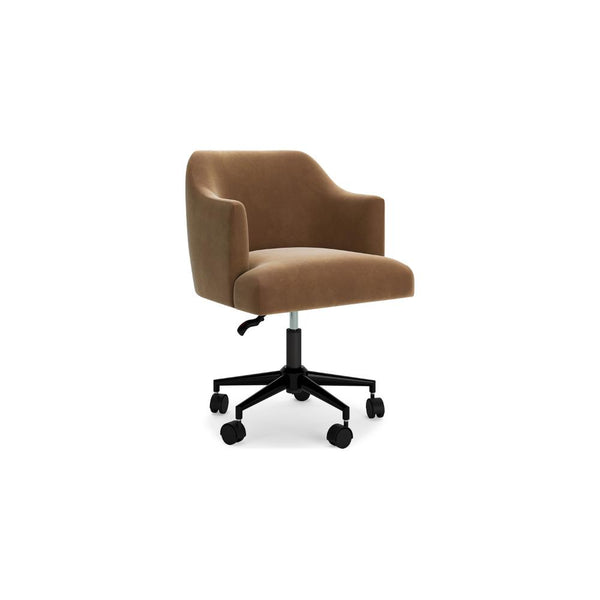 benzara Anny Rolling Swivel Office Chair Adjustable Seat Height Brown Velvet -BM328120