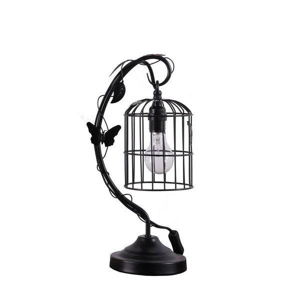 benzara Arc Design Metal Table Lamp with Birdcage Shade Black - BM233938