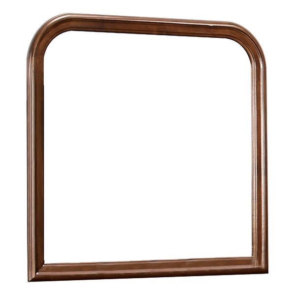 benzara Arched Molded Design Wooden Frame Mirror Cherry Brown and Silver - BM220090