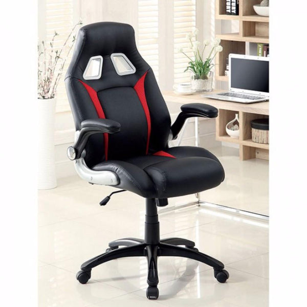 benzara Argon Contemporary Racing Car Office Chair Black & Red Finish - BM131850