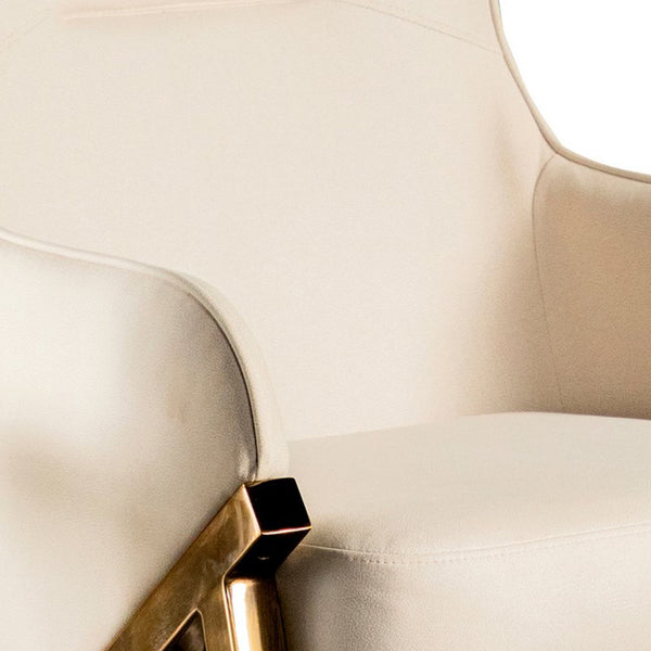 Benzara Arlo 33 Inch Accent Chair Contoured Wingback Beige Vegan Leather - BM280335