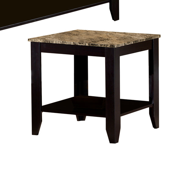 Benzara Artistic 3 Piece Occasional Table Set With Marble Top Brown - BM156358