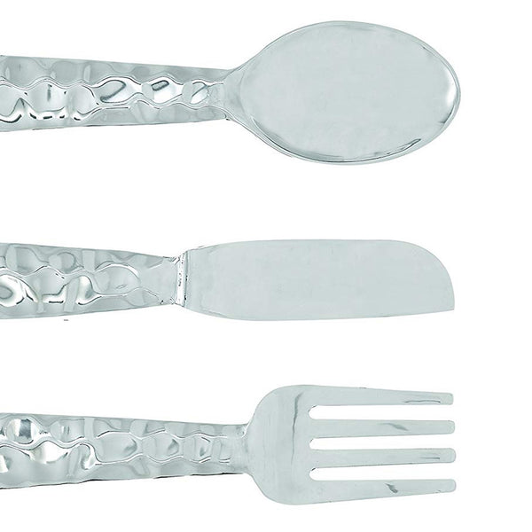 Benzara Artistic Cutlery Wall Decor In Metal Set Of Three Silver - BM01021