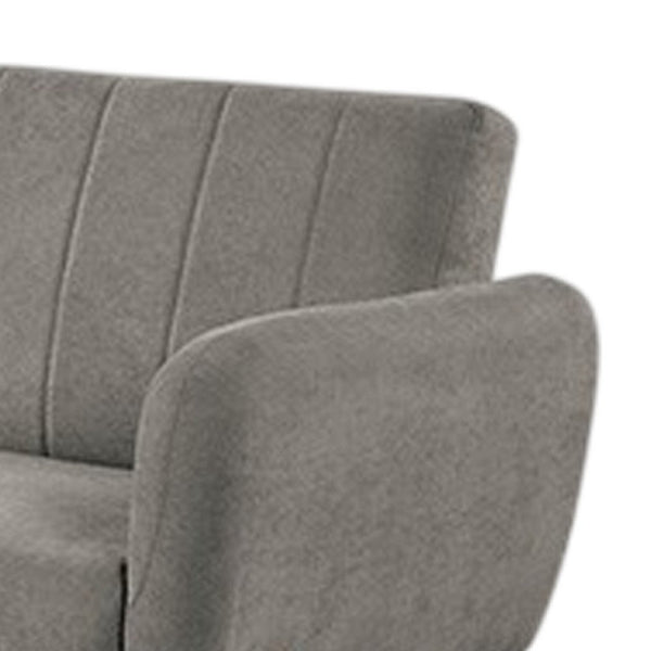 Benzara Arz Fold Out Futon Sofa Bed Light Gray Retro Channel Tufted Back -BM332988