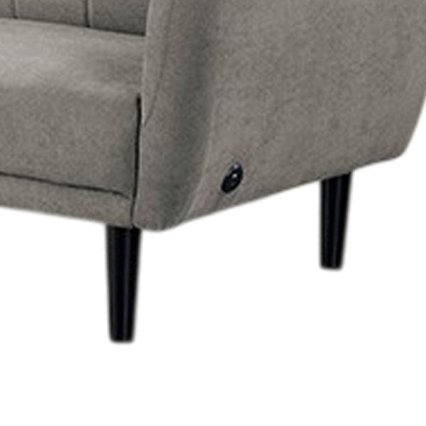 Benzara Arz Fold Out Futon Sofa Bed Light Gray Retro Channel Tufted Back -BM332988