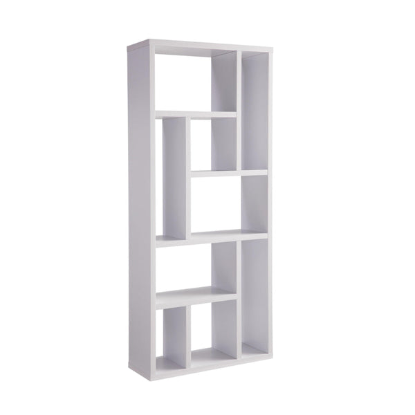 benzara Asa 71 Inch Modern Display Bookshelf 9 Multi Level Shelves White Finish - BM293584