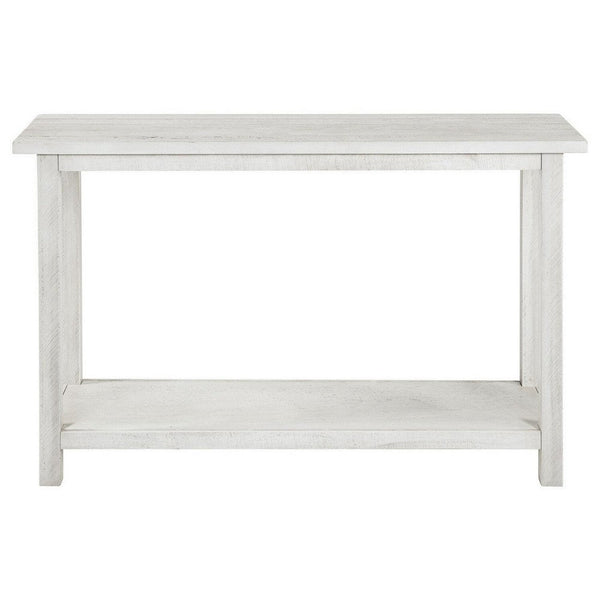 Benzara Ayne Console Table 1 Bottom Shelf Distressed White Wood 47 Inch -BM329195