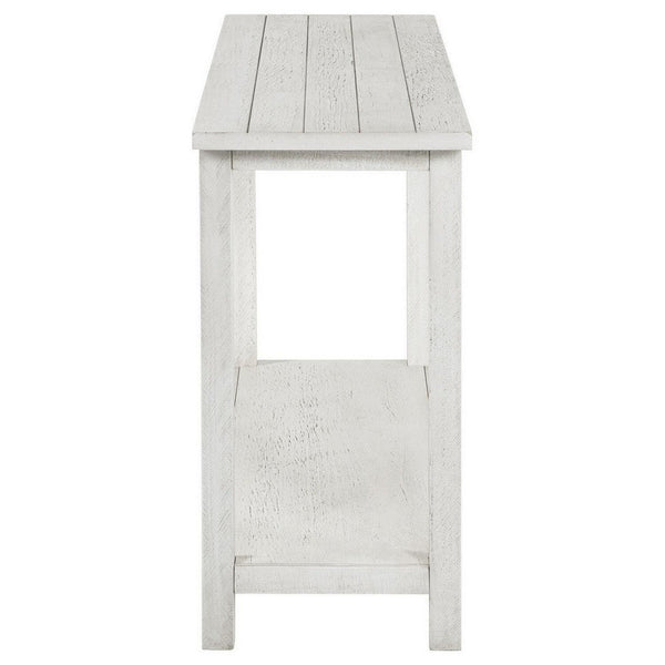 Benzara Ayne Console Table 1 Bottom Shelf Distressed White Wood 47 Inch -BM329195