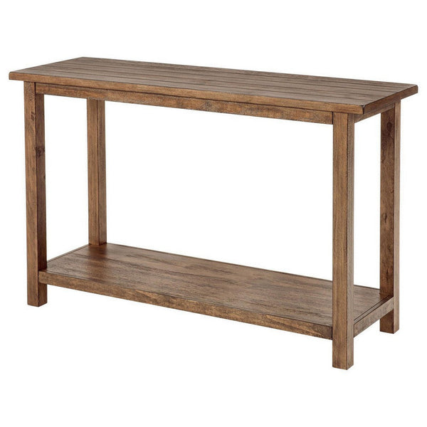 Benzara Ayne Console Table 1 Shelf Distressed Brown Wood Frame 47 Inch -BM329191