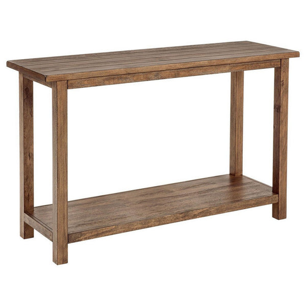 benzara Ayne Console Table 1 Shelf Distressed Brown Wood Frame 47 Inch -BM329191
