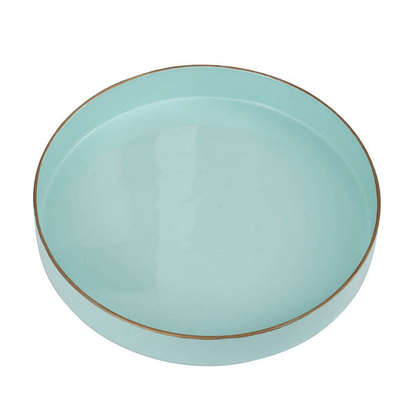 Benzara Beautiful Mimosa Round Tray Powder Blue - BM145835