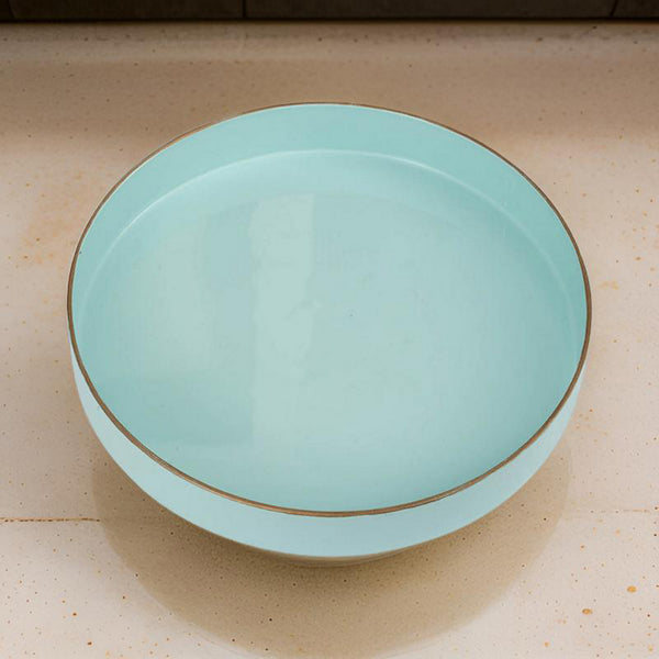 Benzara Beautiful Mimosa Round Tray Powder Blue - BM145835