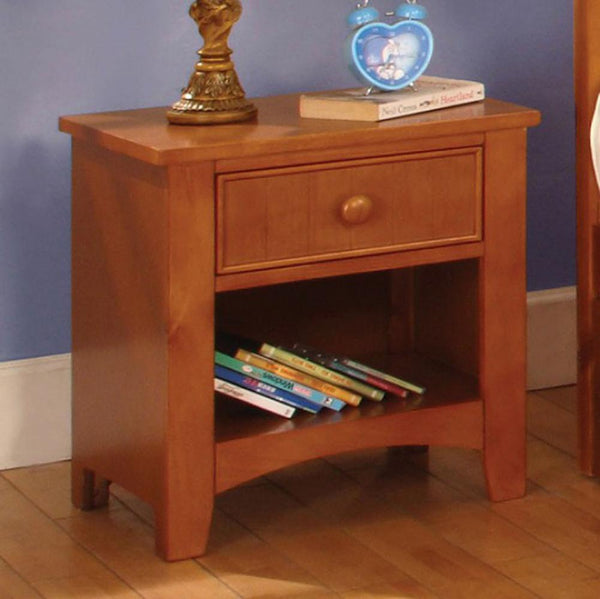 benzara BM122964 Omnus Wood Night Stand Oak Finish