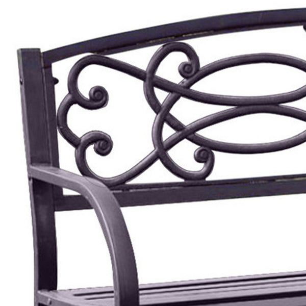 Benzara BM123010 Potter Armrests Patio Bench Black