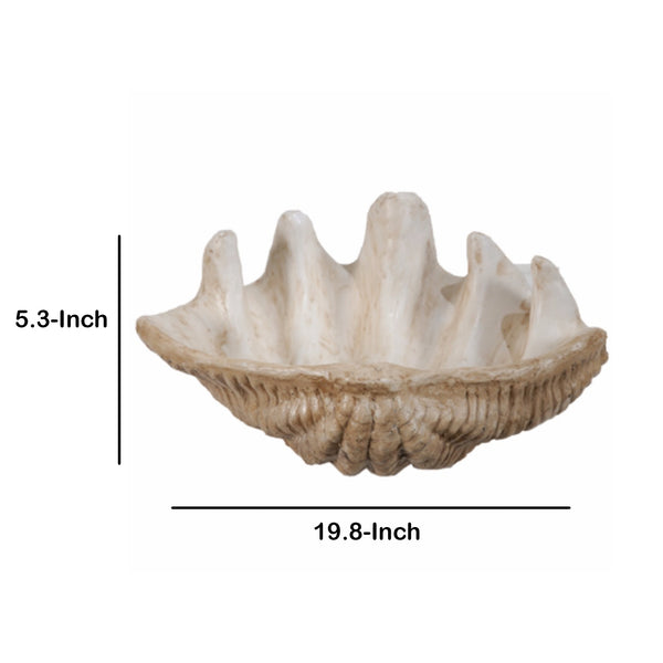 Benzara BM145582 Medium Clam Shell Accent White