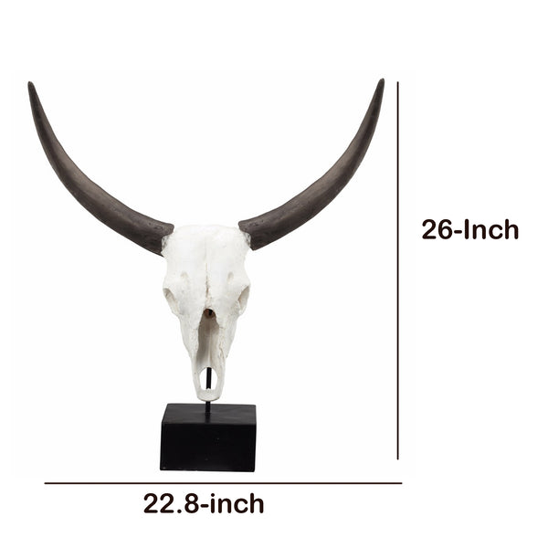 Benzara BM150715 Wild & Beautiful Cow Skull Resin