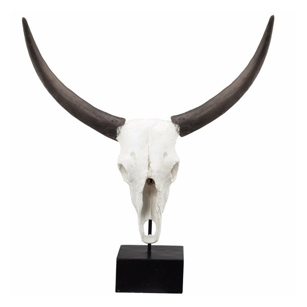 benzara BM150715 Wild & Beautiful Cow Skull Resin