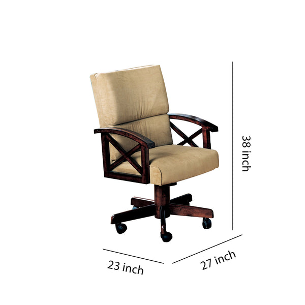 Benzara BM68943 Upholstered Arm Game Chair Brown