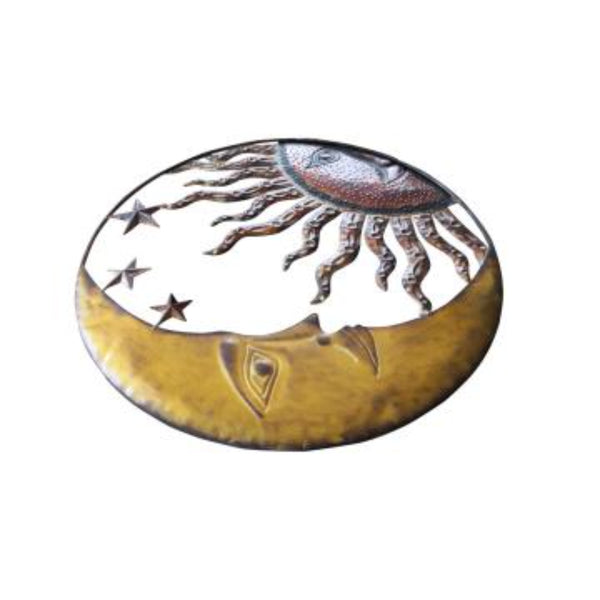Benzara Benzara Celestial Metal Sun Moon Wall Decor Bronze Gold And Rust Red - BM05395