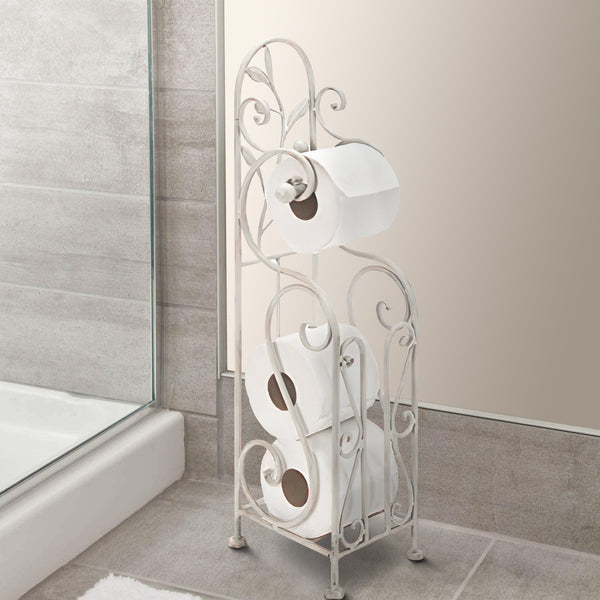 benzara Benzara Classic Free standing Metal Toilet Paper Holder Off White - BM05342