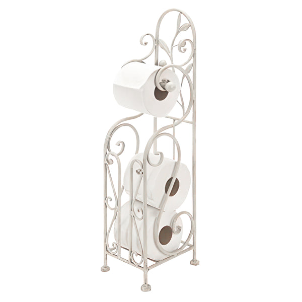 Benzara Benzara Classic Free Standing Metal Toilet Paper Holder White - BM05342