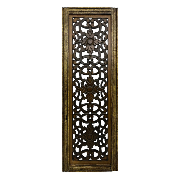 Benzara Benzara Floral Hand Carved Wooden Wall Panels Assortment Of Two Brown - BM01881