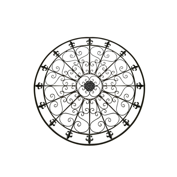 Benzara Benzara Handmade Metal Medallion Hanging Round Wall Decor With Swirls Brown - BM06171