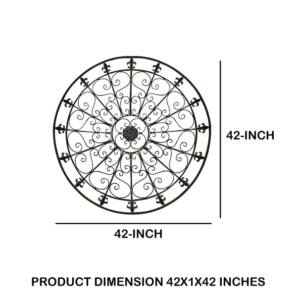 Benzara Benzara Handmade Metal Medallion Hanging Round Wall Decor With Swirls Brown - BM06171