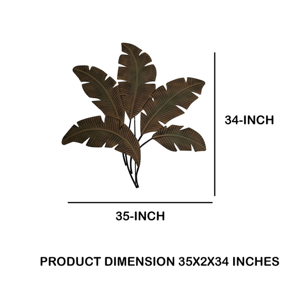 Benzara Benzara Metal Wall Decor Palm Leaf Green And Brown - BM07982