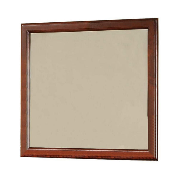 Benzara Wooden Frame Mirror Cherry Brown - BM177852