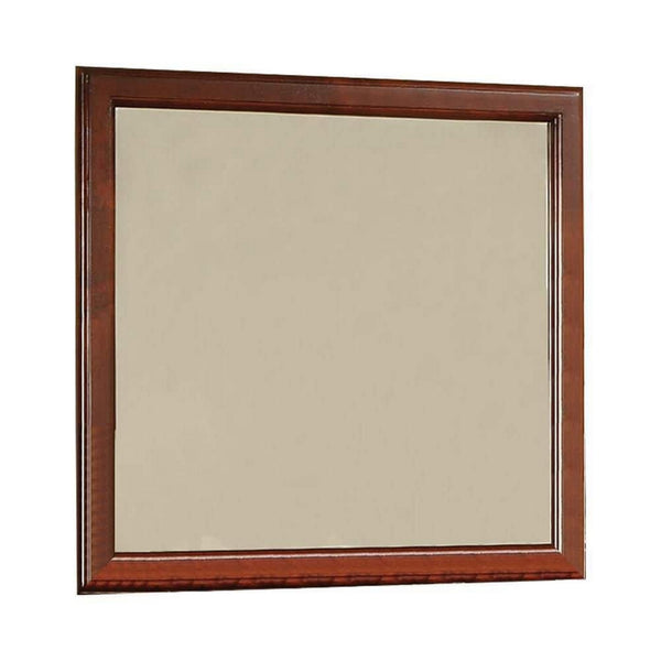Benzara Wooden Frame Mirror Cherry Brown - BM177852
