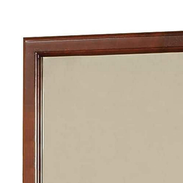 Benzara Wooden Frame Mirror Cherry Brown - BM177852