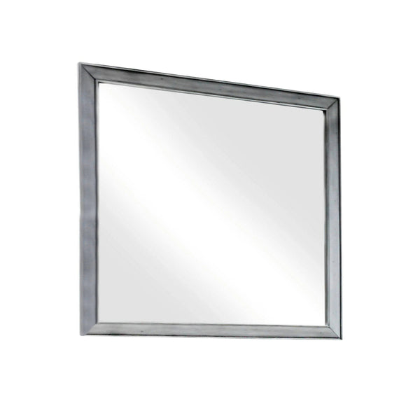Benzara Wooden Square Mirror Gray - BM166011