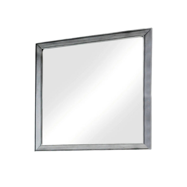 Benzara Wooden Square Mirror Gray - BM166011