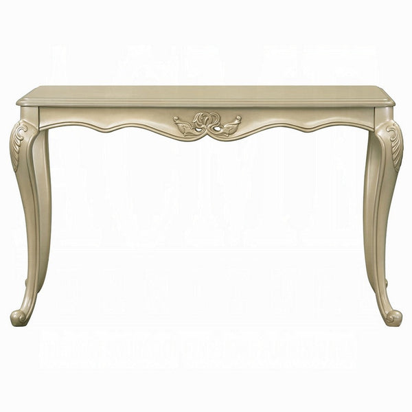Benzara Bertha Sofa Table Ornate Classic European Champagne Gold Wood 52 Inch -BM333145