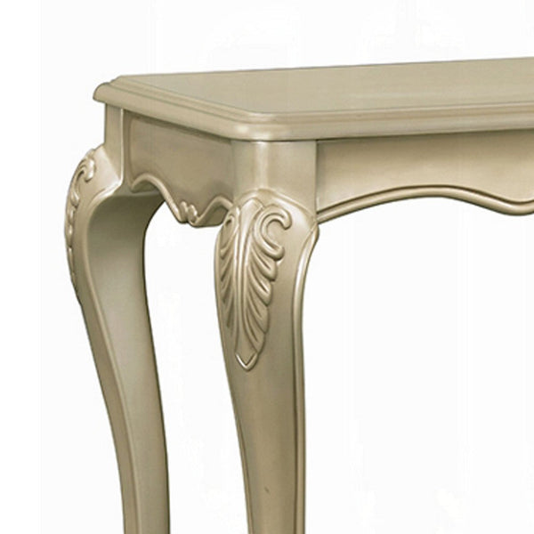 Benzara Bertha Sofa Table Ornate Classic European Champagne Gold Wood 52 Inch -BM333145