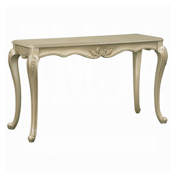 benzara Bertha Sofa Table Ornate Classic European Champagne Gold Wood 52 Inch -BM333145